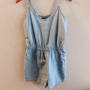 Denim Chambray Romper Jumper